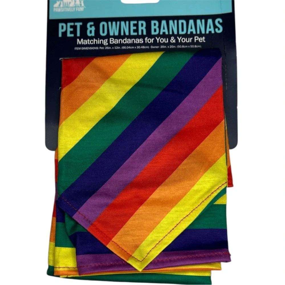 Pet & Owner Matching Bandanas Rainbow Set – Pawsitively Fun NWT